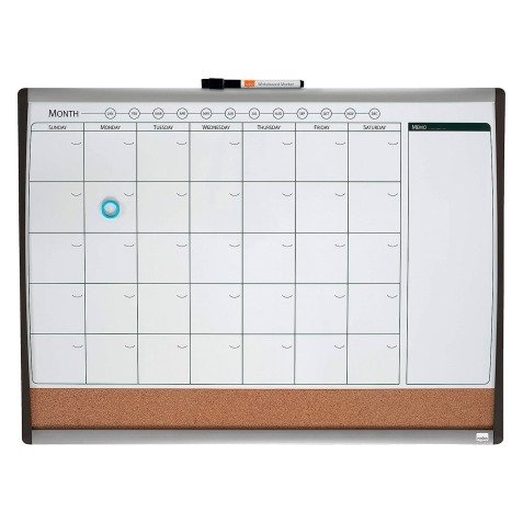 Lavagna magnetica combinata con calendario mensile Nobo