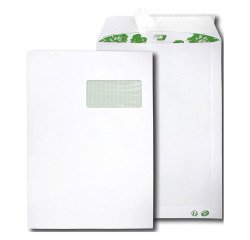 Bolsa reciclada 229 x 324 mm ERAPURE 90 g con ventana 50 x 100 mm - Caja de 250