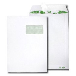 Pochette Vélin blanc recyclé GPV 229 x 324 mm 90 g avec fenêtre 50 x 100 mm - Boîte de 250