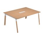 Tavolo riunione Wood-Metal l 160 x p 120 x h 72,5 cm con gambe in metallo bianco o bimateriale metallo-legno di colore bianco-rovere