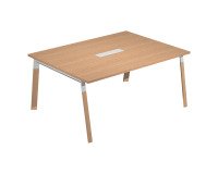 Wood-Metal meeting table l 160 x w 120 x h 72.5 cm with metal legs in white or bi-material metal-wood in white-oak color.