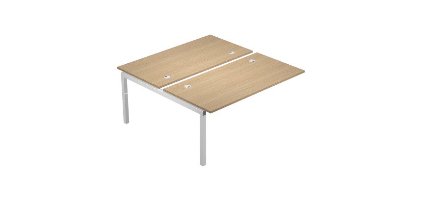 Postazione doppia aggiuntiva per bench Wood-Metal p 168 x h 72,5 cm senza divisorio con gambe in metallo bianco