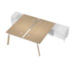 Bench manageriale da 2 postazioni Wood-Metal p 168 x h 72,5 cm gambe in metallo bianco o bimateriale metallo-legno bianco-rovere con due mobili di servizio inclusi