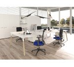 Bench da 2 postazioni Wood-Metal p 168 x h 72,5 cm gambe in metallo bianco o bimateriale metallo-legno bianco-rovere