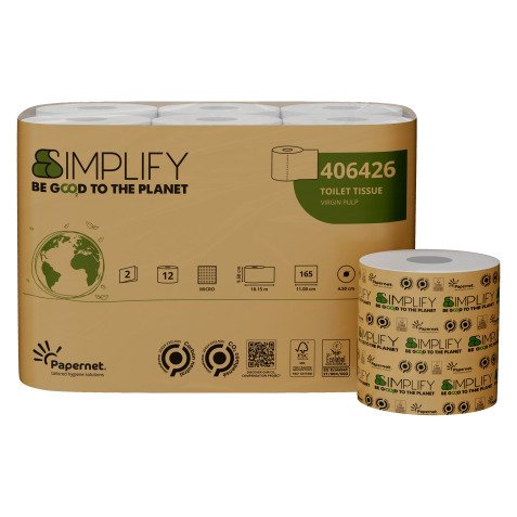 Carta igienica Papernet Simplify 2 veli 12 rotoli da 165 strappi