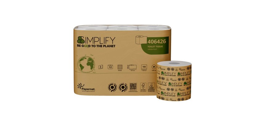 Carta igienica Papernet Simplify 2 veli 12 rotoli da 165 strappi