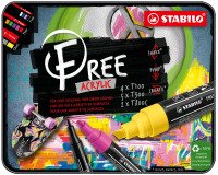 Marker Acrylic Stabilo Free - Metallbox mit 11 Stück.