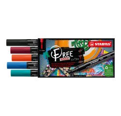 Rotulador permanente Acrílico punta media T300 STABILO Free - Estuche de 5 colores Urban