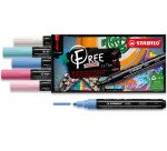 Marqueur Acrylic pointe moyenne T300 Stabilo Free - Etui de 5 couleurs Candy