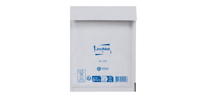 Pochette à bulles d'air kraft renforcé blanc 139 g Jovimail Plus 150 x 210 mm sans fenêtre - Carton de 100
