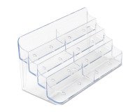 Porte-cartes de visite 2x4 compartiments - Dimensions L 20 x H 9,9 x P 9,2 cm coloris transparent