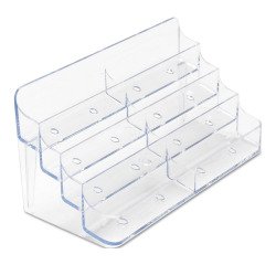 Porte-cartes de visite 2x4 compartiments - Dimensions L 20 x H 9,9 x P 9,2 cm coloris transparent