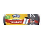 Sac poubelle 10 litres à liens coulissants et bande de fixation Swirl Fixerband noir - 15 sacs
