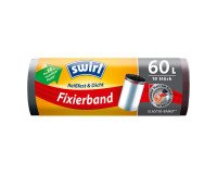 Sac poubelle 60 litres à liens coulissants et bande de fixation Swirl Fixerband noir - 10 sacs