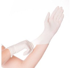 Gants jetables Skin Light Hygonorm latex poudré blanc - Boîte de 100 gants