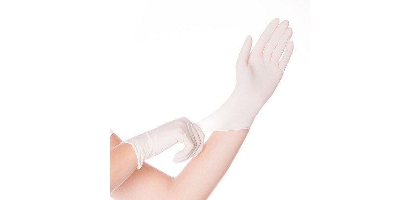 Gants jetables Skin Light Hygonorm latex poudré blanc - Boîte de 100 gants