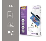 Boîte de 100 pochettes de plastification à chaud A4 - 2 x 80 µ - Fellowes SuperQuick