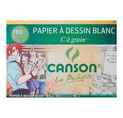 Pochette de 10 feuilles de papier dessin blanc A3 Canson à grain180 g