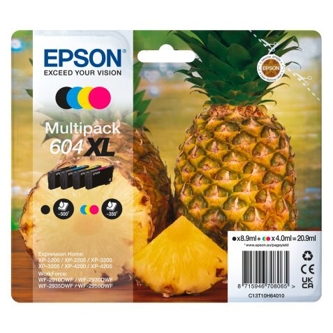 Pack Epson 604 XL 4 cartridges 1 zwarte en 3 kleuren voor inkjetprinter