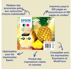 Pack of 4 ink cartridges Epson 604XL 1 black and 3 colors for inkjet printer