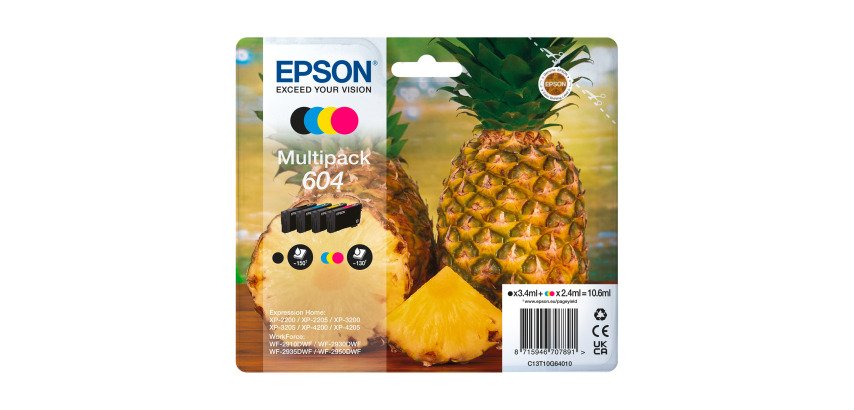 Pack Epson 604 de 4 cartouches 1 noir et 3 couleurs pour imprimante jet d'encre