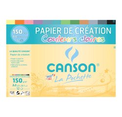 Papier dessin canson colorline grain fin 150g a4 coloris pastels pochette 12f