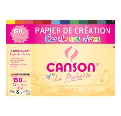 Pochette 12 feuilles papier couleurs vives assorties Canson Création 21 x 29,7 cm, 150 g