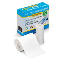 Rotolo termico per POS senza anima 57 mm x 7 metri - Diametro esterno 25 mm - conf. da 3 rotoli