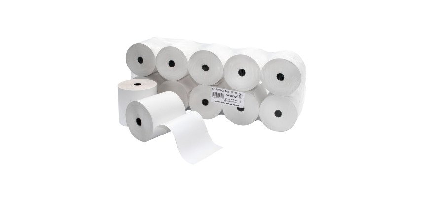 Rotolo carta termica neutra - 79 mm x 80 mt - 55 gr - diametro esterno 76 mm - anima 12 mm - blister 10 pezzi