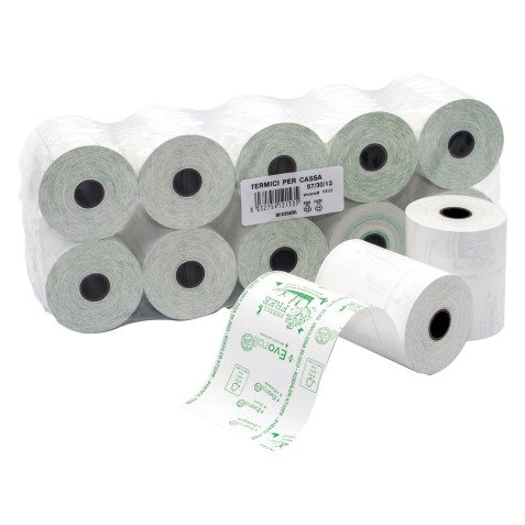 Rotoli in carta termica per registratori di cassa, Fenol free - 57 mm