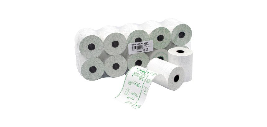 Rotoli in carta termica per registratori di cassa, Fenol free - 57 mm