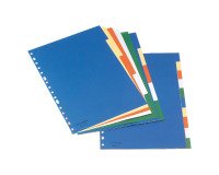 Separadores Multitaladro A4 Con cartulina índice b/n. 10 pestañas PP, multicolor