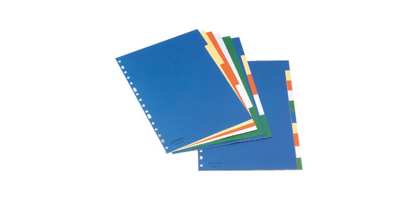 Separadores Multitaladro A4 Con cartulina índice b/n. 5 pestañas PP, multicolor