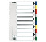 Separadores Multitaladro Mod.713. Folio. Con cartulina índice b/n. 10 pestañas PP, multicolor