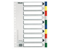 Separadores Multitaladro Mod.713. Folio. Con cartulina índice b/n. 10 pestañas PP, multicolor
