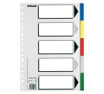 Separadores Multitaladro Mod.613. Folio. Con cartulina índice b/n. 5 pestañas PP, multicolor