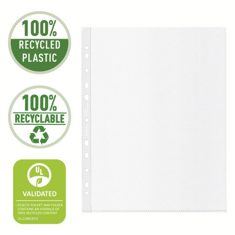 Fundas multitaladro A4 maxi PP Piel de naranja 70 micras Esselte Reciclada 11 taladros - Caja de 100