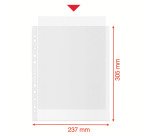 Fundas multitaladro A4 maxi PP Piel de naranja 70 micras Esselte Reciclada 11 taladros - Caja de 100