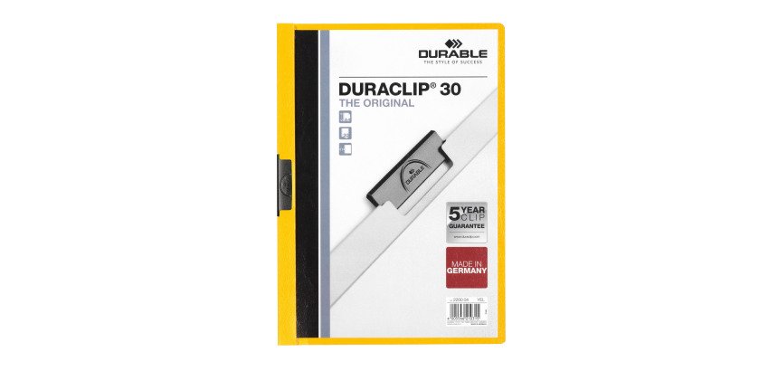 Dossier pinza lateral metálica Duraclip® 30 hojas A4 Durable amarillo