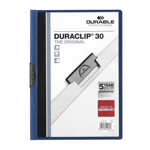 Dossier pinza lateral metálica Duraclip® 30 hojas A4 Durable azul oscuro