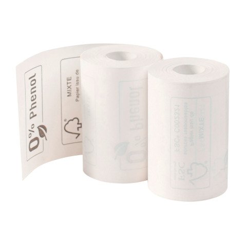 Papel térmico Exacompta sin PLÁSTICO SBPA FSC 57 x Ø 40 mm x 18m 52g 1 capa con impresión en reverso FSC