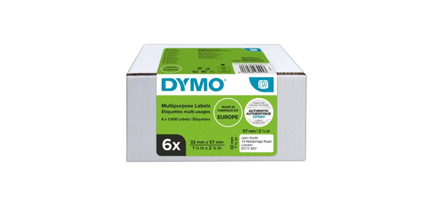 Confezione convenienza 6 rotoli di 1000 etichette LabelWriter Dymo multiuso 57x32 mm - Adesivo rimovibile