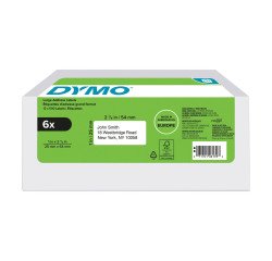 Confezione convenienza 6 rotoli di 500 etichette LabelWriter Dymo per indirizzi di reso grandi 25 x 54 mm - Adesivo permanente