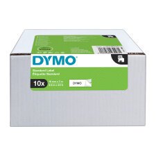 Dymo 2093098 - Nastro standard D1, 19 mm x 7 m, Nero su Bianco - value pack 10 pezzi