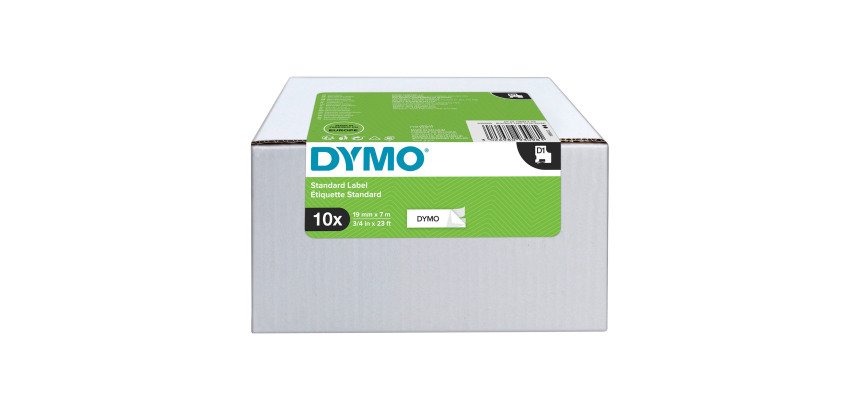 Dymo 2093098 - Nastro standard D1, 19 mm x 7 m, Nero su Bianco - value pack 10 pezzi
