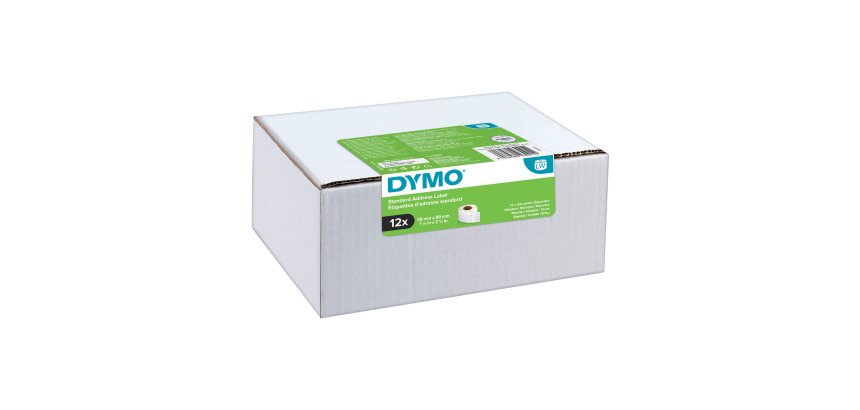 Confezione convenienza 12 rotoli di 130 etichette LabelWriter Dymo per indirizzi standard 89x28 mm - Adesivo permanente