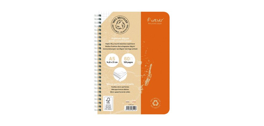 Cahier recyclé Forever Premium A5 petits carreaux 120 pages
