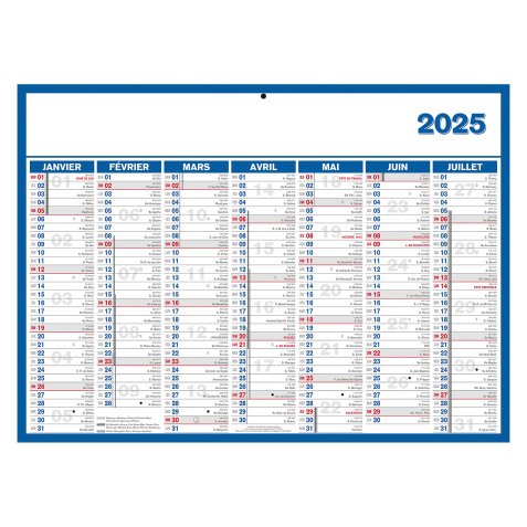 Calendrier semestriel mural année 2026 - 40 x 55 cm