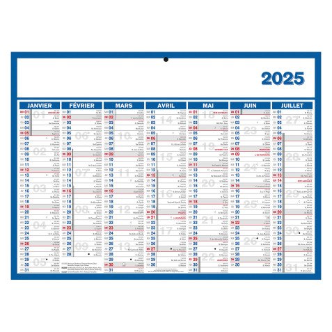 Calendrier semestriel mural année 2026 - 29 x 39,5 cm