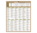 Calendrier annuel mural année 2026 - 12 mois - 21 x 26,5 cm